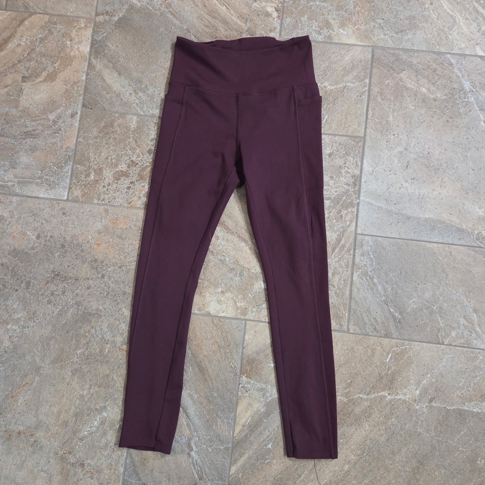 Danskin Women XS Burgundy High Waist‎ Pocket Leggings Activewear